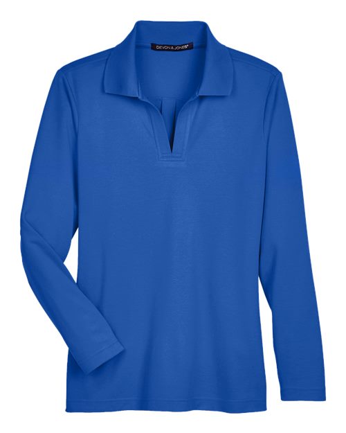 Women's CrownLux Performance® Plaited Long Sleeve Polo - True Royal