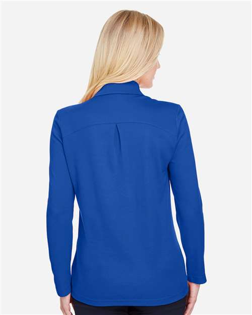 Women's CrownLux Performance® Plaited Long Sleeve Polo - True Royal