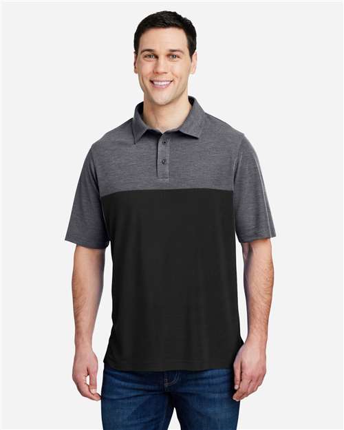 Men's Fusion ChromaSoft™ Colorblock Polo - Black/ Carbon Heather