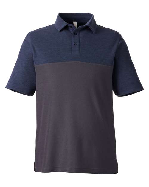 Men's Fusion ChromaSoft™ Colorblock Polo - Carbon/ Classic Navy Heather