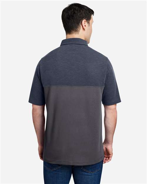 Men's Fusion ChromaSoft™ Colorblock Polo - Carbon/ Classic Navy Heather