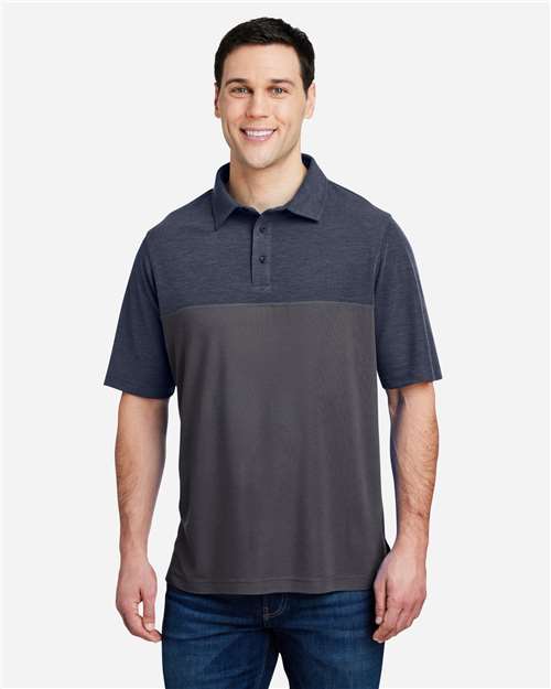 Men's Fusion ChromaSoft™ Colorblock Polo - Carbon/ Classic Navy Heather