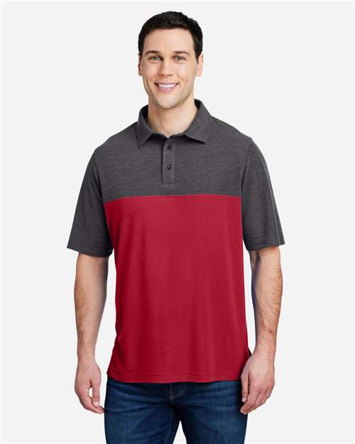 Men's Fusion ChromaSoft™ Colorblock Polo - Classic Red/ Carbon Heather