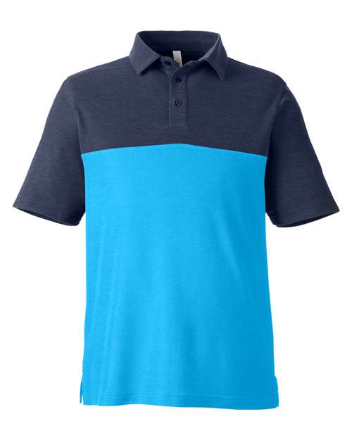 Men's Fusion ChromaSoft™ Colorblock Polo - Electric Blue/ Classic Navy Heather