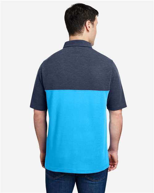 Men's Fusion ChromaSoft™ Colorblock Polo - Electric Blue/ Classic Navy Heather