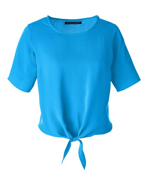 Women's Perfect Fit™ Tie Front Blouse - Ocean Blue