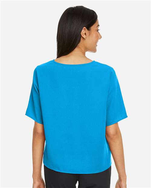 Women's Perfect Fit™ Tie Front Blouse - Ocean Blue