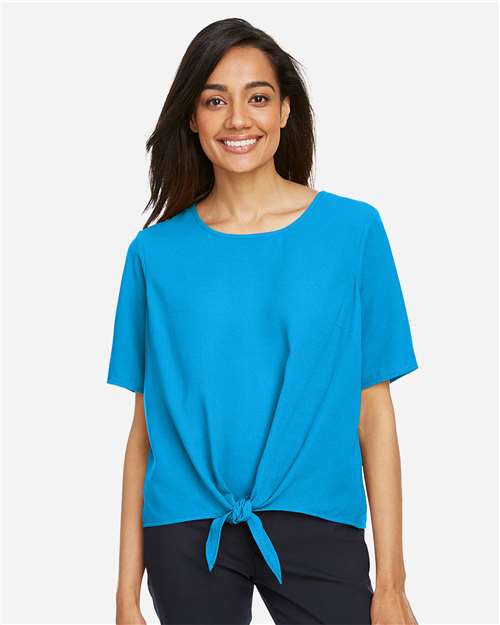 Women's Perfect Fit™ Tie Front Blouse - Ocean Blue