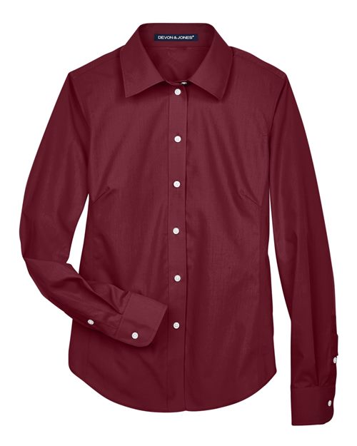 Women's Crown Collection® Broadcloth Woven Dress Shirt - Burgundy