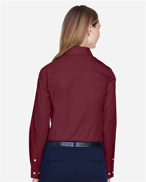Women's Crown Collection® Broadcloth Woven Dress Shirt - Burgundy