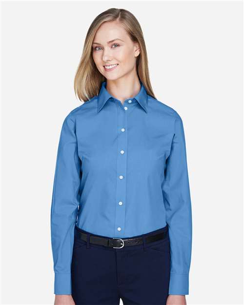 Women's Crown Collection® Broadcloth Woven Dress Shirt - French Blue