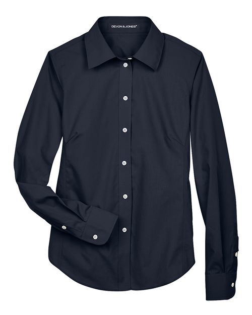 Women's Crown Collection® Broadcloth Woven Dress Shirt - Navy