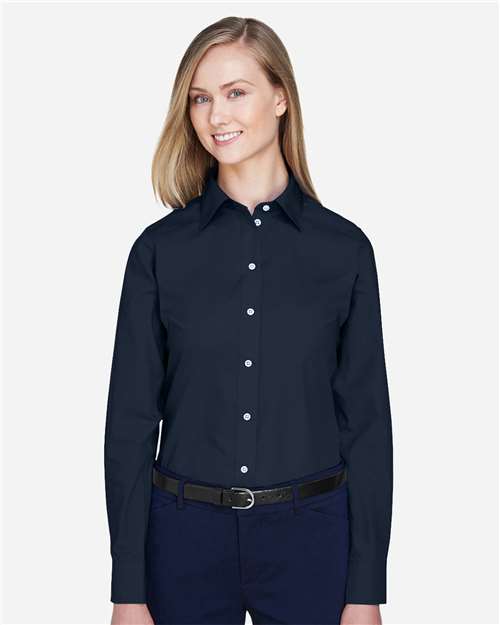 Women's Crown Collection® Broadcloth Woven Dress Shirt - Navy