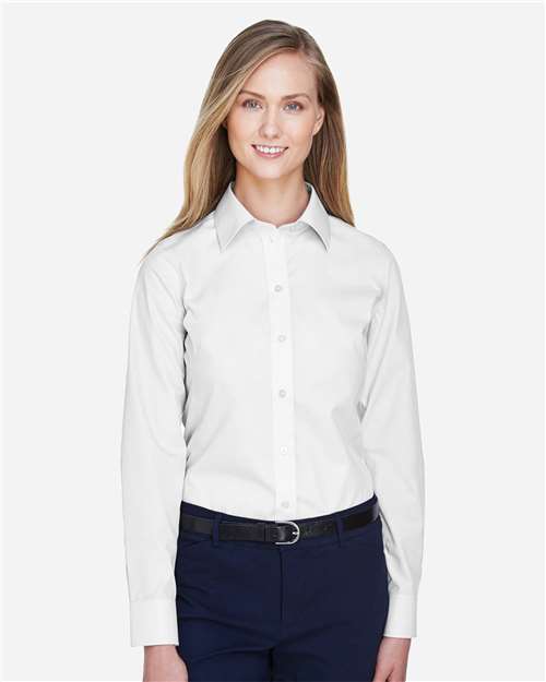 Women's Crown Collection® Broadcloth Woven Dress Shirt - White