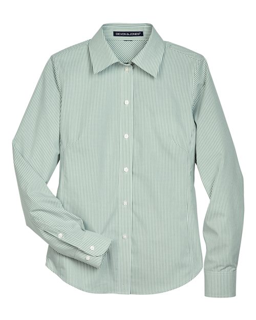 Women's Crown Collection® Banker Stripe Woven Dress Shirt - Dill