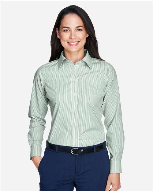 Women's Crown Collection® Banker Stripe Woven Dress Shirt - Dill