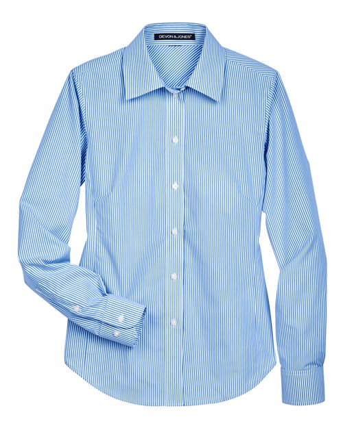 Women's Crown Collection® Banker Stripe Woven Dress Shirt - French Blue