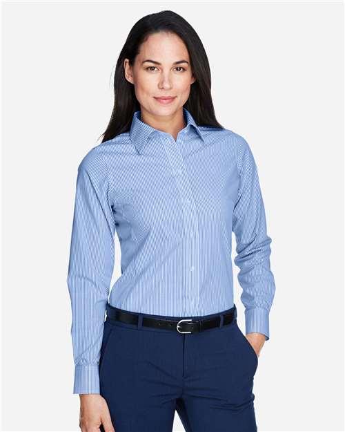 Women's Crown Collection® Banker Stripe Woven Dress Shirt - French Blue