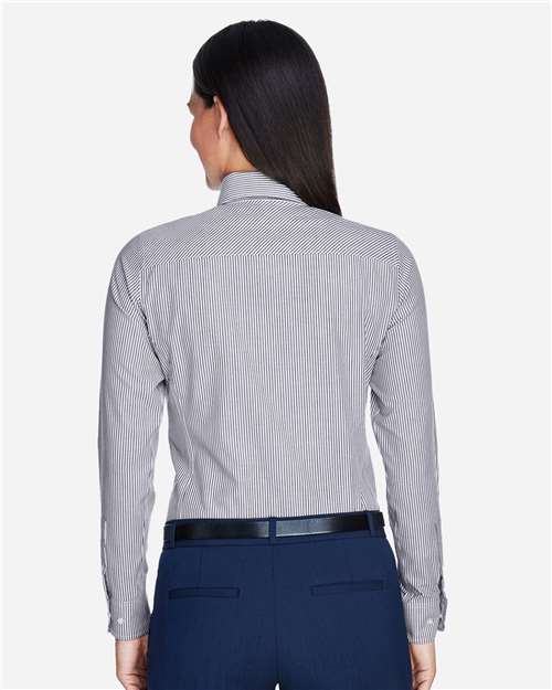 Women's Crown Collection® Banker Stripe Woven Dress Shirt - Navy