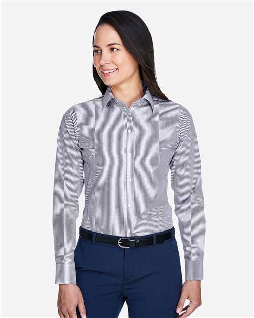 Women's Crown Collection® Banker Stripe Woven Dress Shirt - Navy