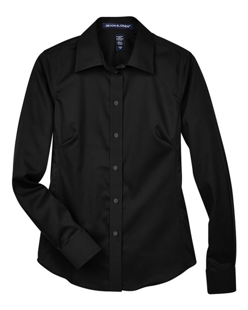 Women's Crown Collection® Solid Stretch Twill Woven Dress Shirt - Black