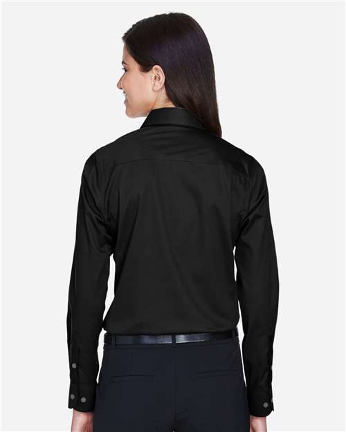 Women's Crown Collection® Solid Stretch Twill Woven Dress Shirt - Black