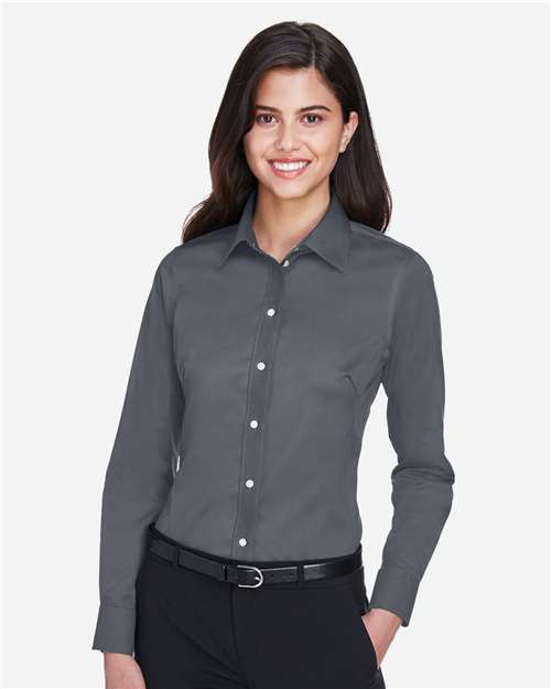 Women's Crown Collection® Solid Stretch Twill Woven Dress Shirt - Graphite