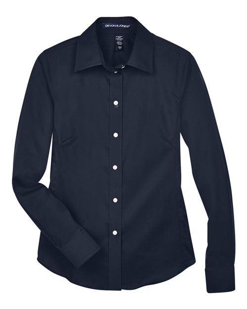 Women's Crown Collection® Solid Stretch Twill Woven Dress Shirt - Navy