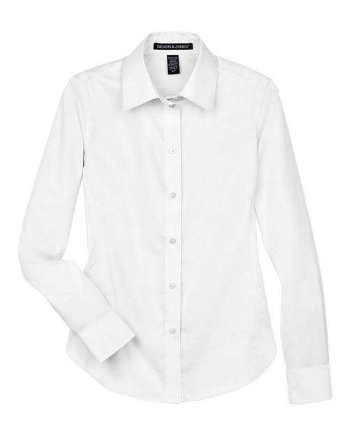 Women's Crown Collection® Solid Stretch Twill Woven Dress Shirt - White