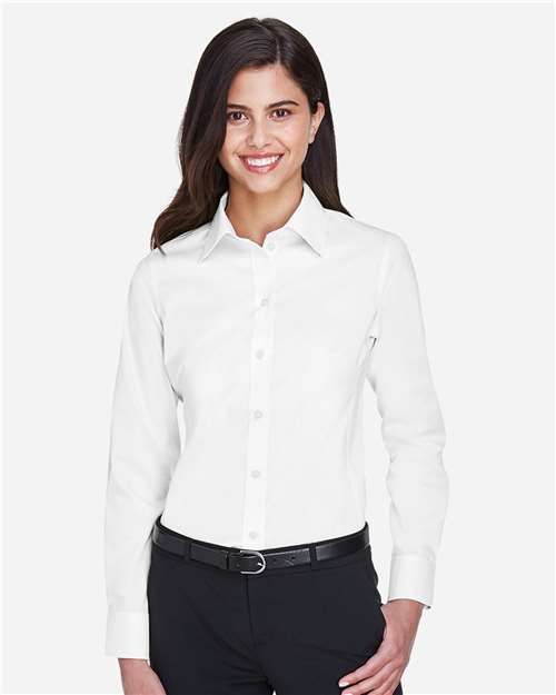 Women's Crown Collection® Solid Stretch Twill Woven Dress Shirt - White