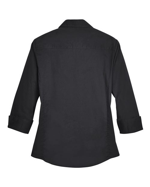 Women's Perfect Fit™ Three-Quarter Sleeve Stretch Poplin Dress Shirt - Black