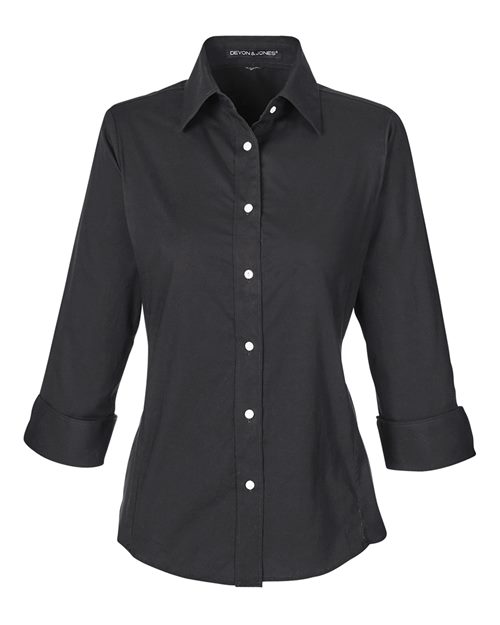 Women's Perfect Fit™ Three-Quarter Sleeve Stretch Poplin Dress Shirt - Black