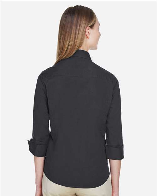Women's Perfect Fit™ Three-Quarter Sleeve Stretch Poplin Dress Shirt - Black