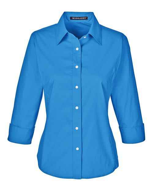 Women's Perfect Fit™ Three-Quarter Sleeve Stretch Poplin Dress Shirt - French Blue