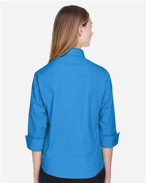 Women's Perfect Fit™ Three-Quarter Sleeve Stretch Poplin Dress Shirt - French Blue