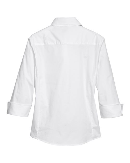 Women's Perfect Fit™ Three-Quarter Sleeve Stretch Poplin Dress Shirt - White