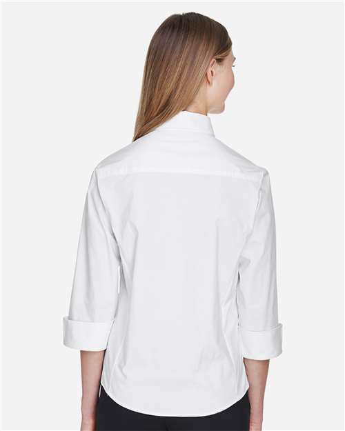 Women's Perfect Fit™ Three-Quarter Sleeve Stretch Poplin Dress Shirt - White