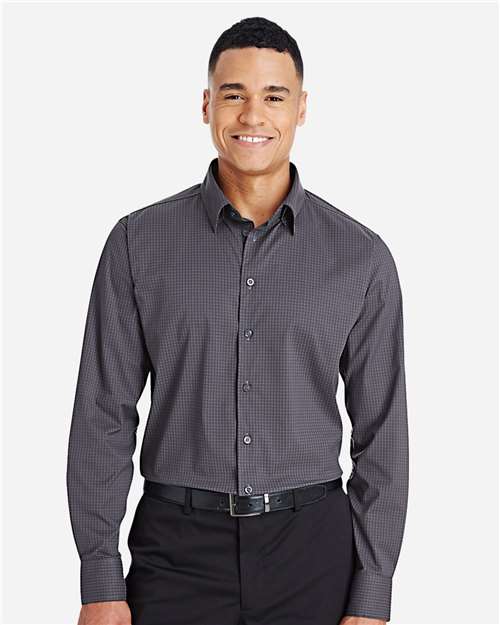 Men's CrownLux Performance® Tonal Mini Check Woven Dress Shirt - Carbon