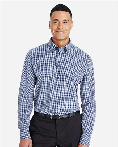 Men's CrownLux Performance® Tonal Mini Check Woven Dress Shirt - Navy