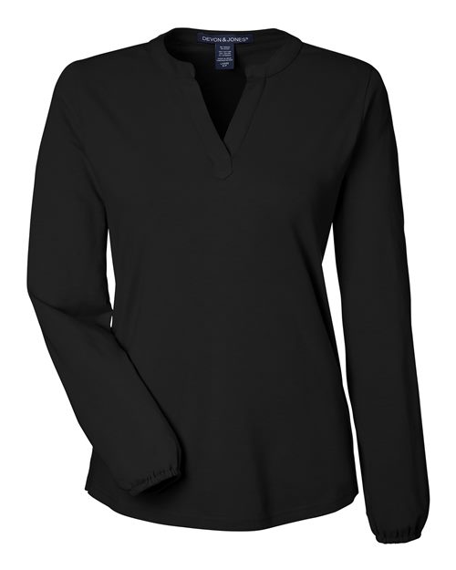 Women's Raleigh Half-Placket Knit Top - Black