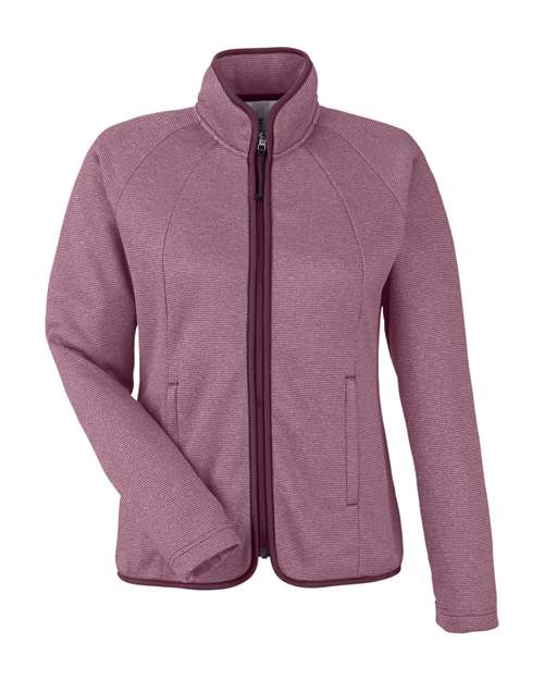 Women's Venture Heathered Stripe Full-Zip Jacket - Burgundy/ White