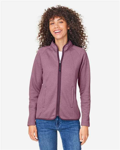 Women's Venture Heathered Stripe Full-Zip Jacket - Burgundy/ White