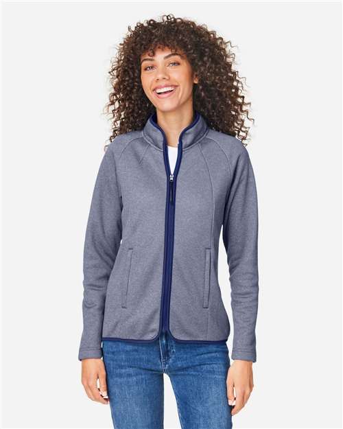 Women's Venture Heathered Stripe Full-Zip Jacket - Classic Navy/ White