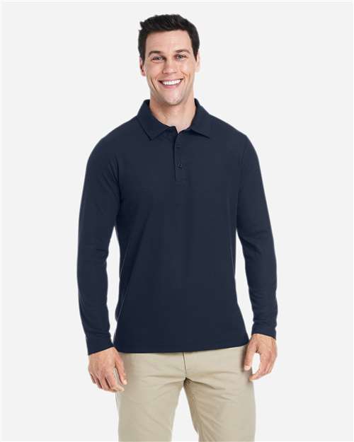 Men's Fusion ChromaSoft™ Long Sleeve Pique Polo - Classic Navy