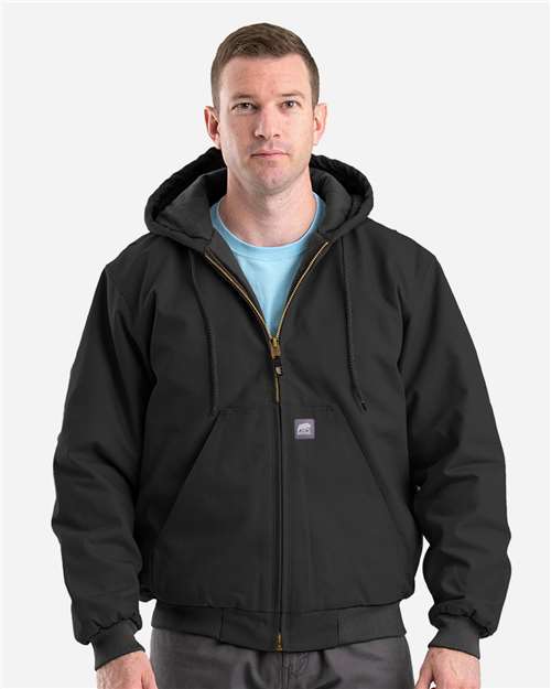 Men's Tall Highland Washed Cotton Duck Hooded Jacket - Black
