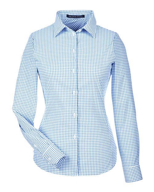 Women's CrownLux Performance® Micro Windowpane Woven Dress Shirt - French Blue/ White