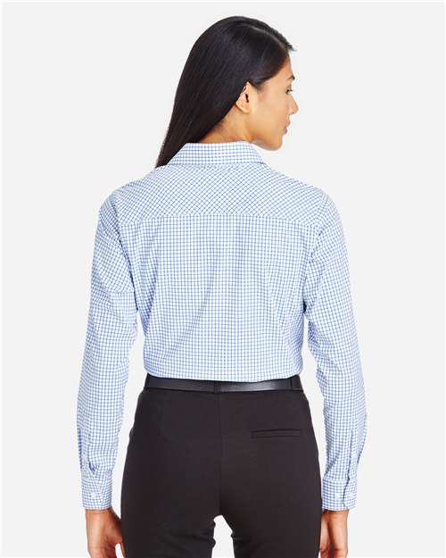 Women's CrownLux Performance® Micro Windowpane Woven Dress Shirt - French Blue/ White
