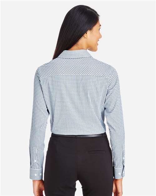 Women's CrownLux Performance® Micro Windowpane Woven Dress Shirt - Navy/ White