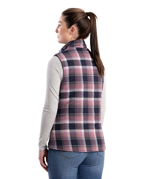 Women's Insulated Flannel Vest - Plaid Blush Navy