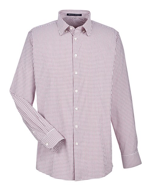 Men's CrownLux Performance® Micro Windowpane Woven Dress Shirt - Burgundy/ White